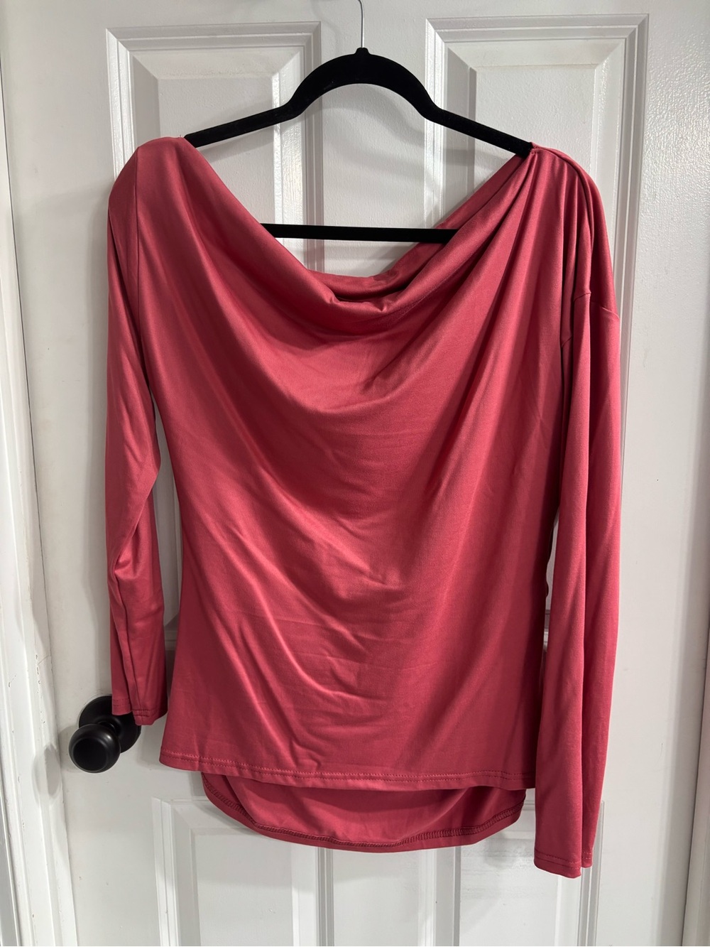 Women's Drape Neck Long Sleeve Top - Rose